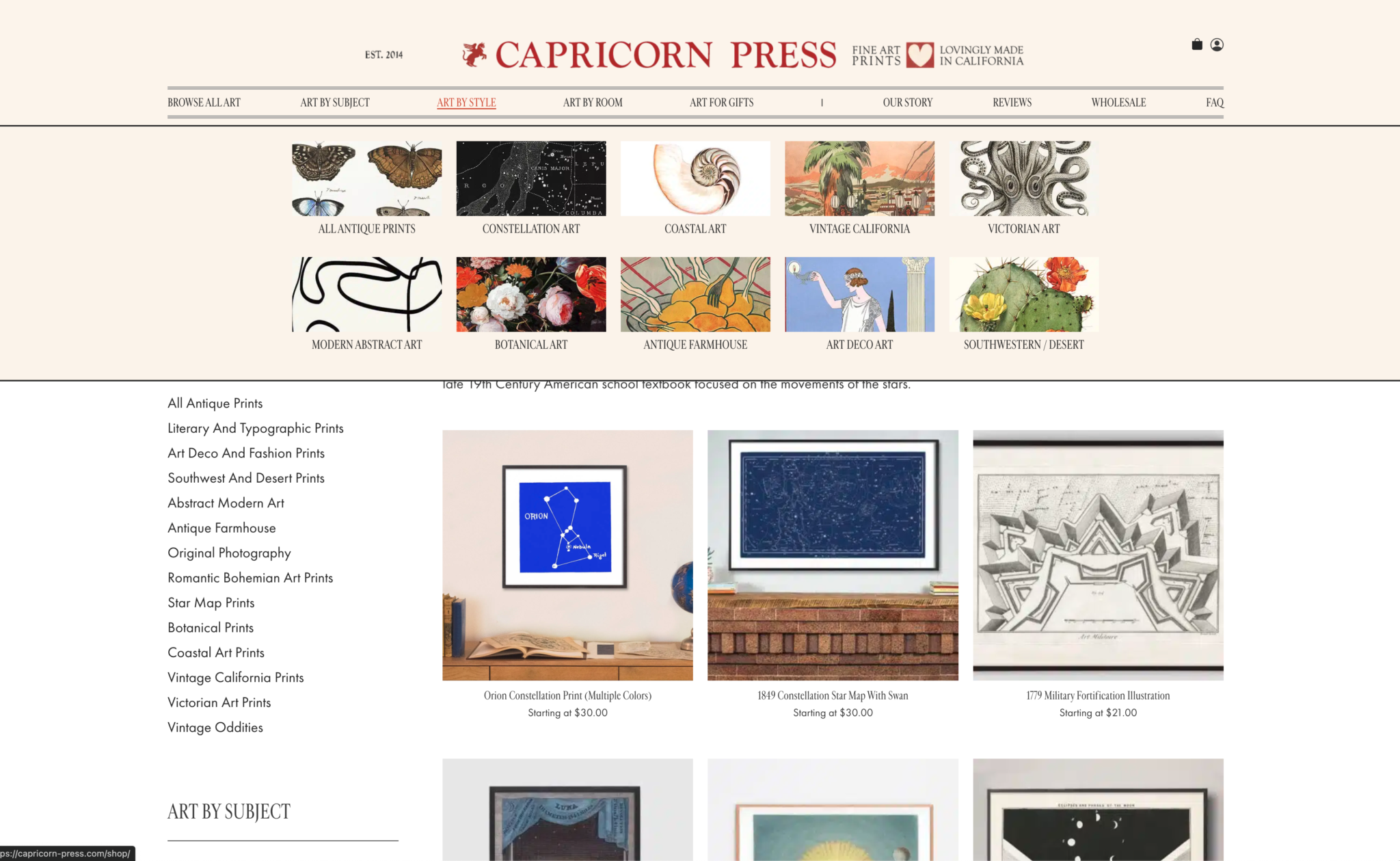 capricorn press website eccommerce shop